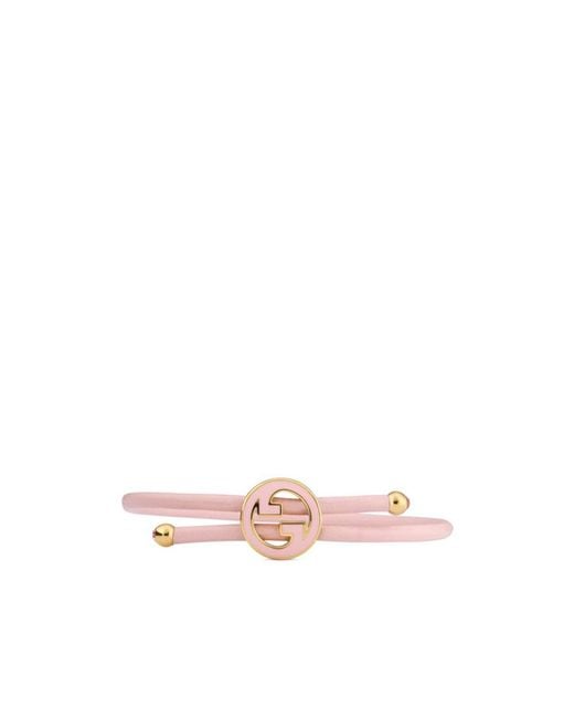 Gucci White Bracelet With Enamel Round Interlocking G