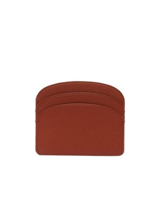 A.P.C. Red Demi-Lune Leather Cardholder