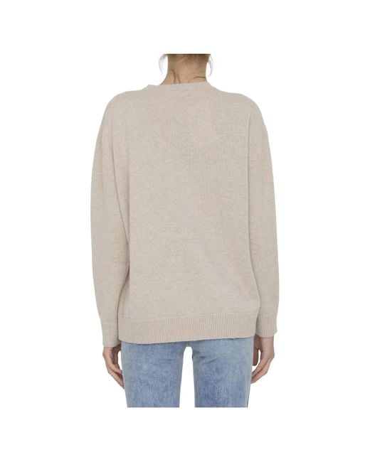 Max Mara White Plata Logo Embellished Crewneck Jumper
