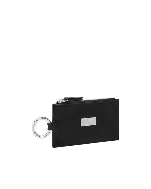 MM6 by Maison Margiela Black Logo Plaque Zip-Up Wallet for men