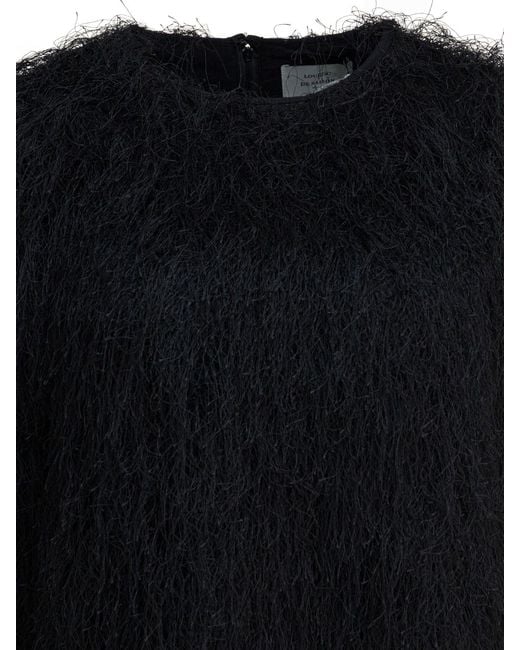 Loulou de Saison Black Tina Fringed Dress