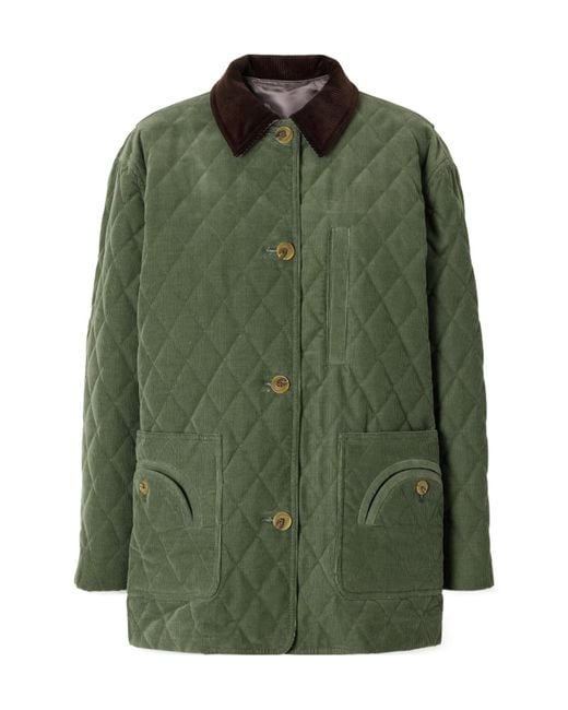 Blazé Milano Green Clelia Matellassé Cotton-Corduroy Jacket