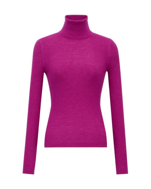 Saint Laurent Purple Turtleneck Knitted Jumper