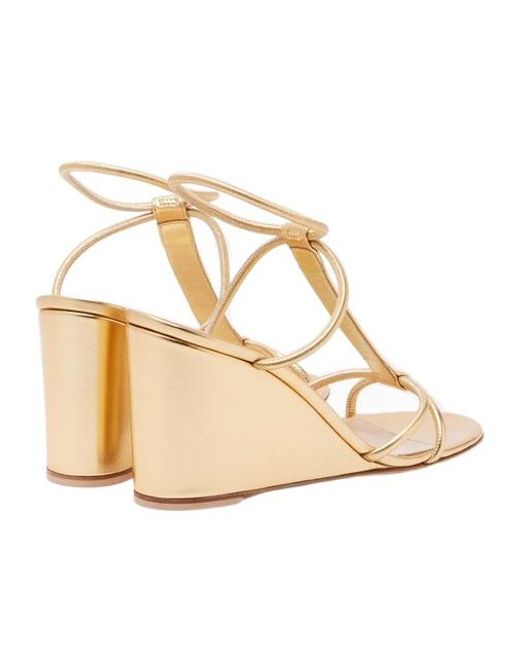 Gianvito Rossi Metallic Leather Wedge Sandals