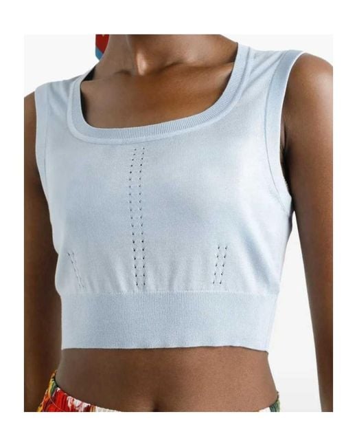 Dolce & Gabbana Blue Silk-Blend Top