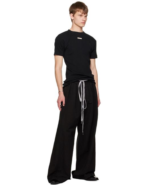 Maison Margiela Black Logo Patch Knitted T-Shirt for men