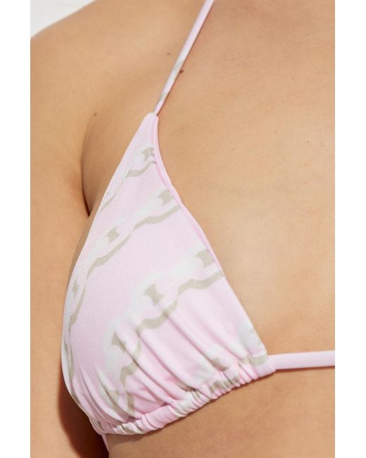 Versace Pink Logo Triangle-Cup Bikini Top