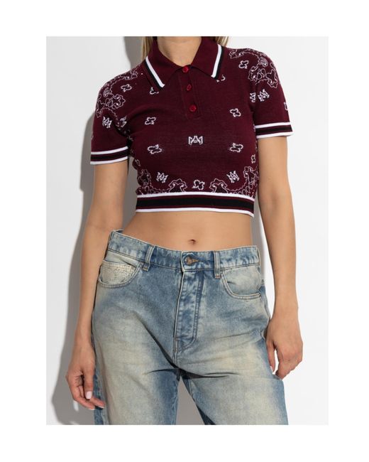 Amiri Red Patterned Polo, '