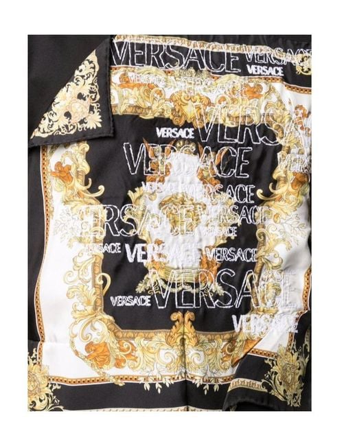 Versace Black Baroque-Patch Crewneck T-Shirt for men
