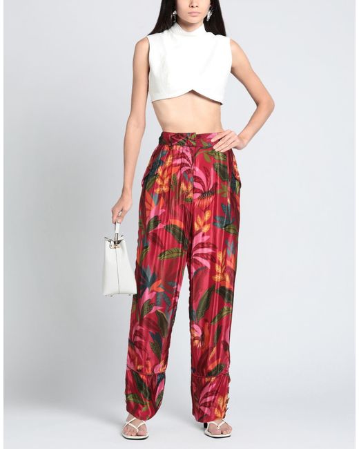 Farm Rio Red Elasticised Waist Casual Trouser