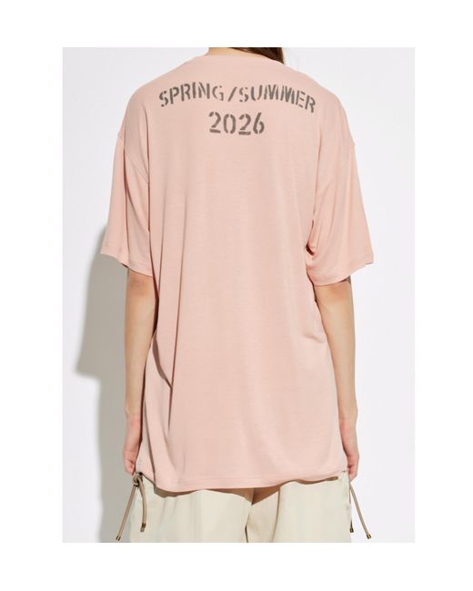Moschino Pink Logo Printed Oversized T-Shirt