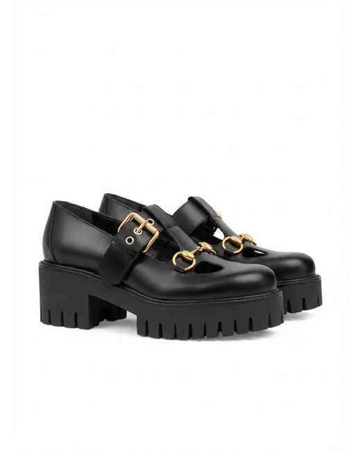 Gucci Black Horsebit Detailed Loafers