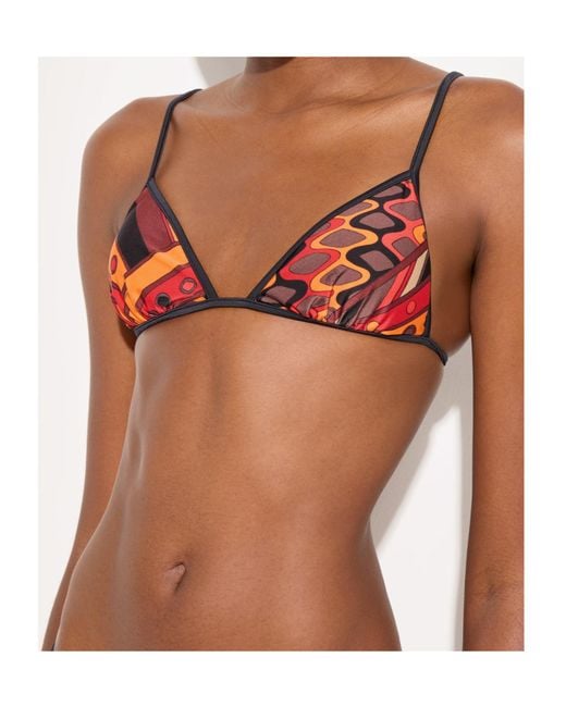 Emilio Pucci Brown Pucci Vivara Triangle Bikini Top Beachwear