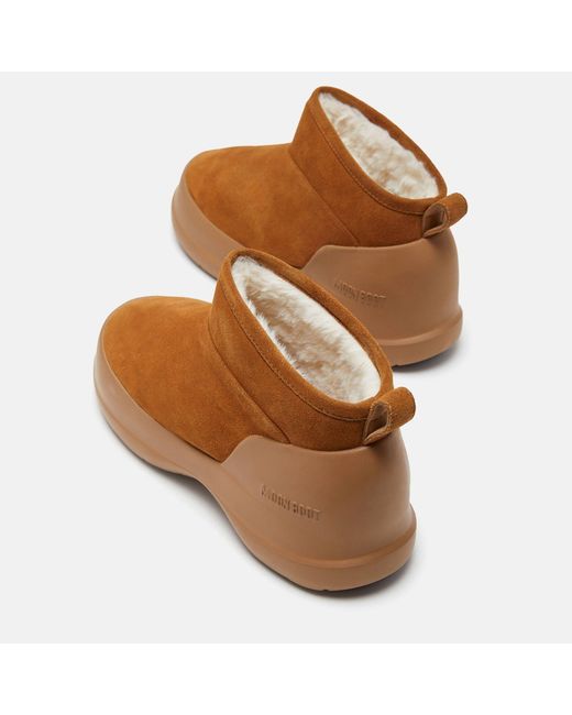 Moon Boot Brown Luna Suede Low-Top Snow Boots