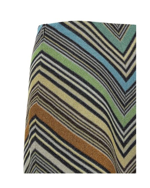 Missoni Green Chevron Lamé Mini Skirt