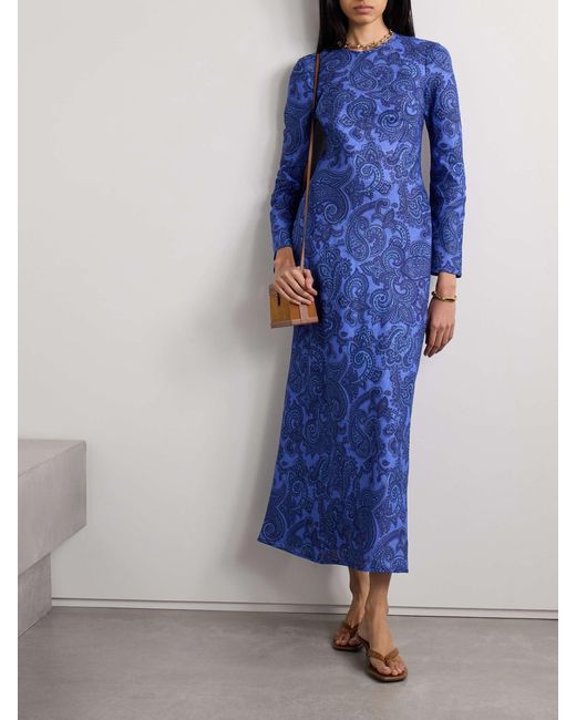 Zimmermann Blue Paisley Print Backless Dress
