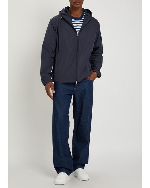 Moncler Blue Hooded Zip Jacket for men