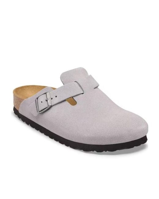 Birkenstock White Boston Round-Toe Flat Mules for men
