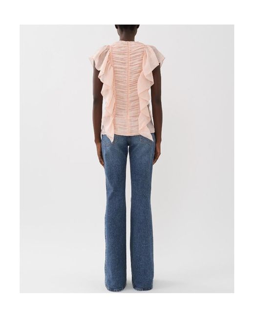 Chloé Pink Chloé Ruffled Ruched Top