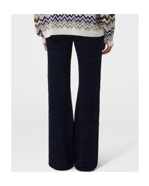 Missoni Blue Zigzag-Knit Trousers