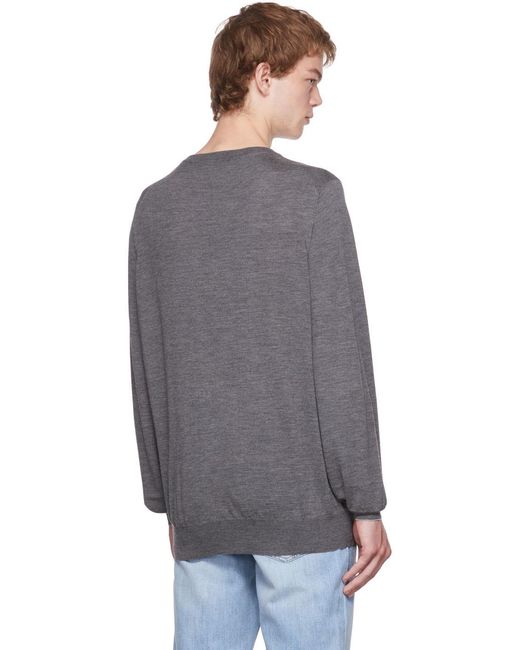Brunello Cucinelli Gray Crewneck Knitted Jumper for men
