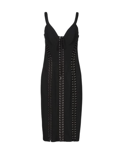 Dolce & Gabbana Black Solid Color Sleeveless Slim-Fit Dress