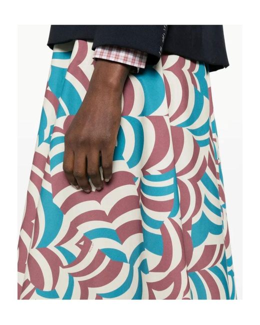 Marni Blue Printed Midi Skirt