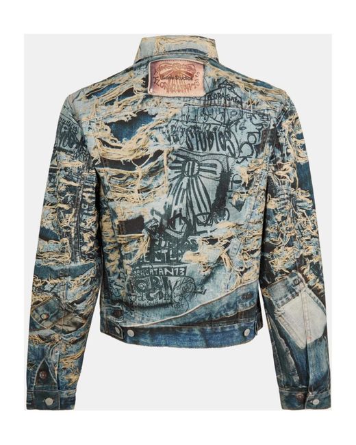 Acne Blue Printed Denim Jacket for men