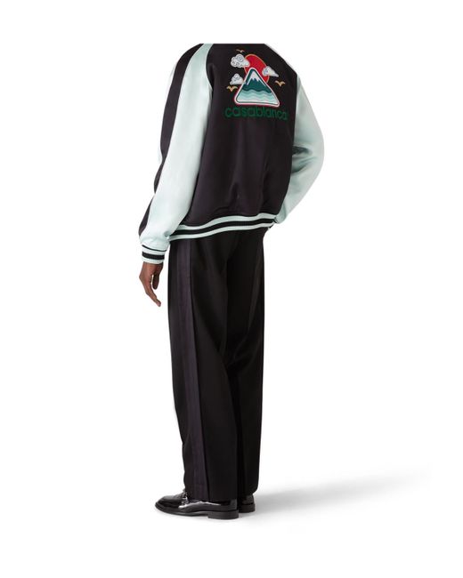 Casablanca Blue Embroidered-Logo Bomber Jacket for men