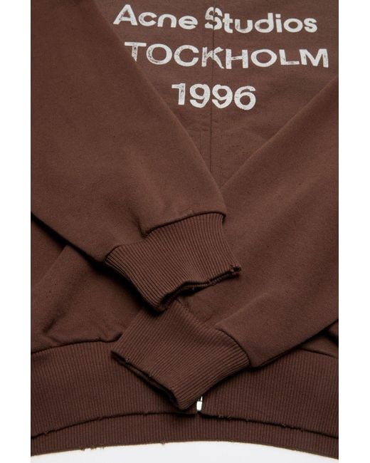 Acne Brown Logo-Print Zip Cardigan for men