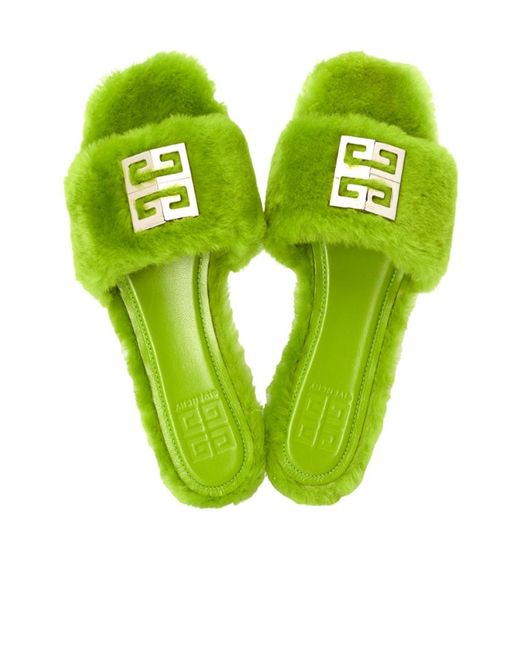 Givenchy Green Open-Toed Slippers