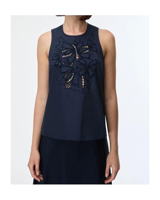 iBlues Blue Embroidered Top