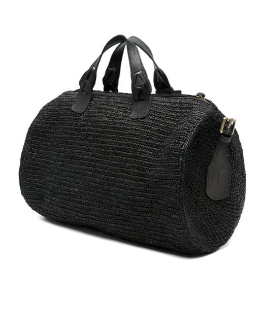 IBELIV Black Woven Tag-Detail Tote Bag