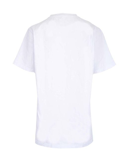 MSGM White Logo-Print Cotton T-Shirt