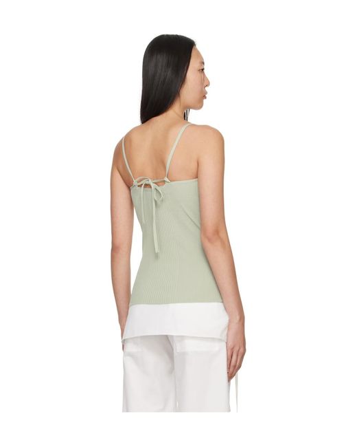 Low Classic Green Halterneck Ribbed Tank Top