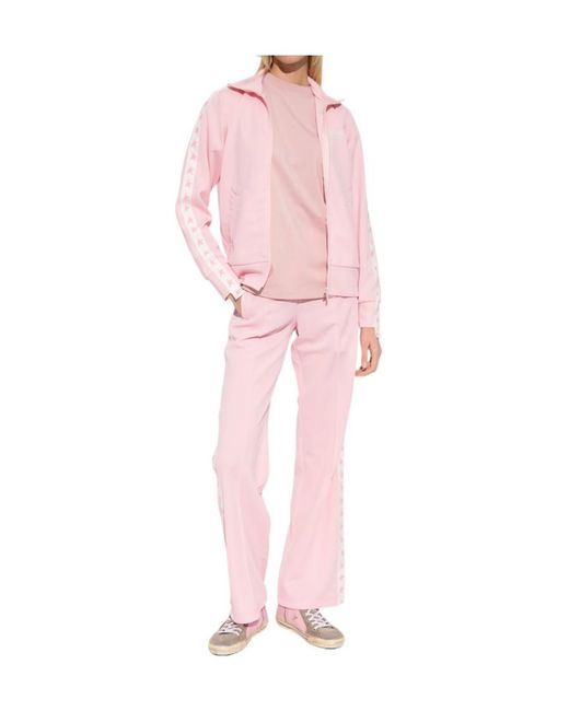 Golden Goose Deluxe Brand Pink Denise Star Collection Zipped Sweatshirt With Strip And Contrasting Stars