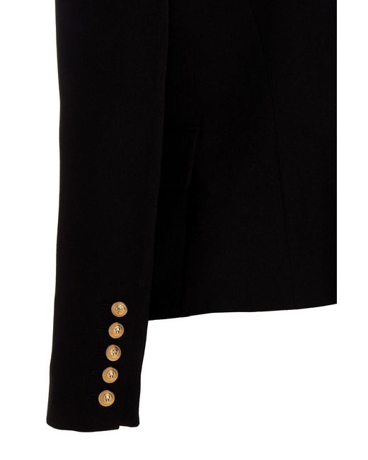 Balmain Black Button Embellished Tailored Blazer