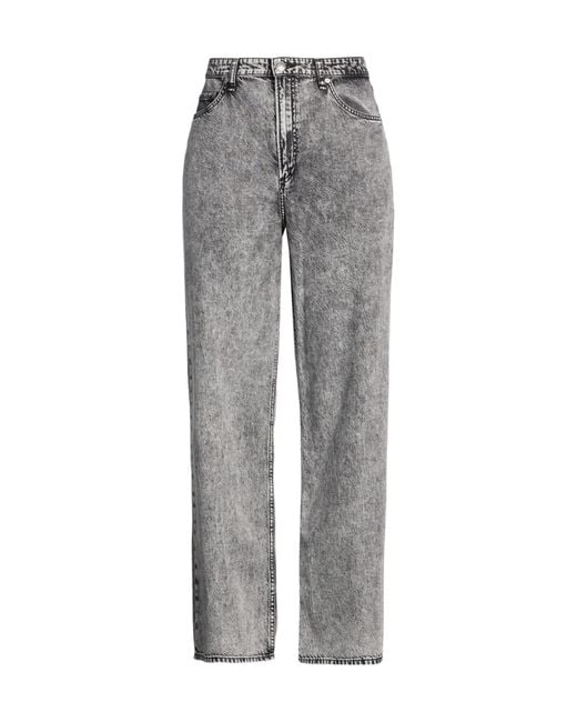 Rag & Bone Gray Plain Colour Wide-Leg Jeans