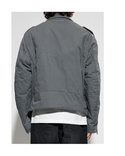 MM6 by Maison Margiela Gray Belted Zip-Up Biker Jacket for men