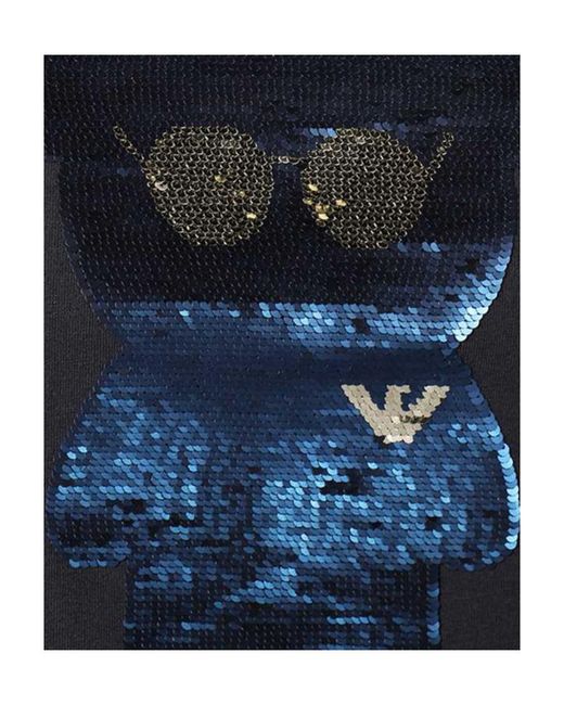 Emporio Armani Black Bear Pattern Round Collar Short-Sleeved T-Shirt