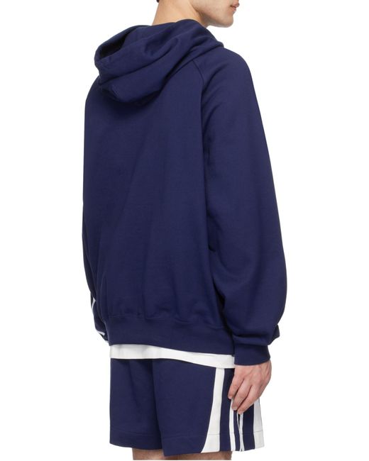 Y-3 Blue Hooded Colour-Block Sweatshirt for men