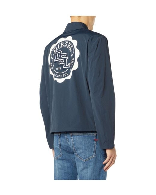 DIESEL Blue Solid Overshirt for men