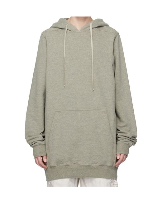 Rick Owens Gray Temple Long-Sleeved Hoodie for men