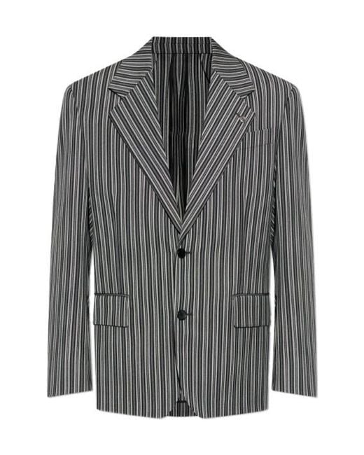 Versace Gray Striped Pattern Tailored Blazer for men