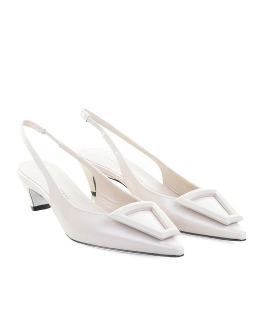 Roberto Festa White Bow Detailed Slingback Pumps