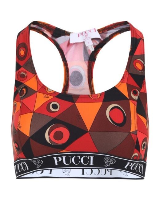 Emilio Pucci Red Pucci Geometric Racerback Performance Bra
