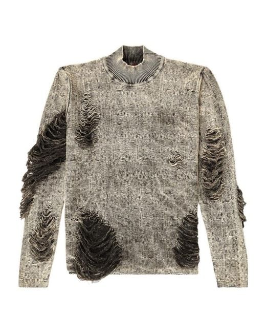 DIESEL Gray K-Fjordi Destroyed Sweater for men