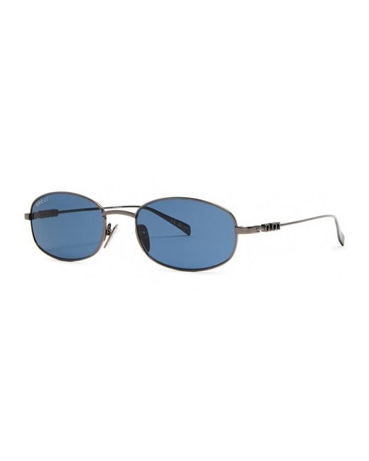 Gucci Blue Oval-Frame Sunglasses