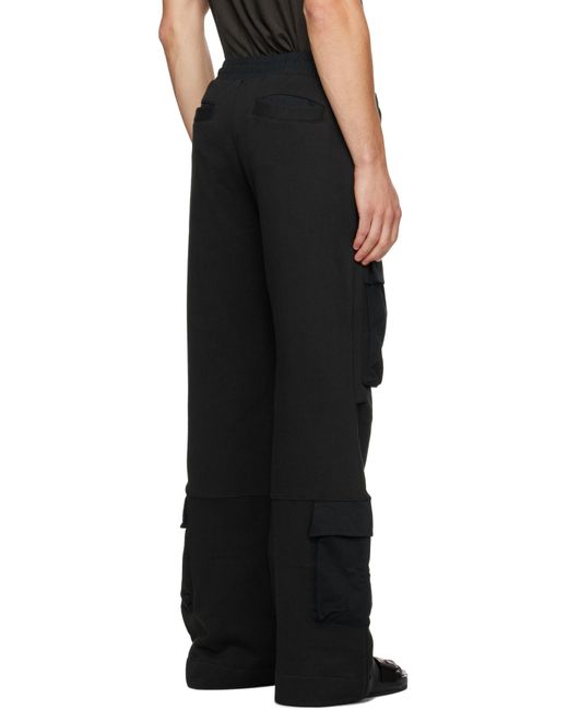 Entire studios Black Utility Wide-Leg Cargo Track Trousers for men