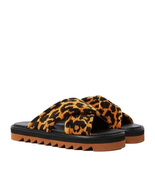Stella McCartney Brown Sneak-Elyse Leopard Twisted Sandals